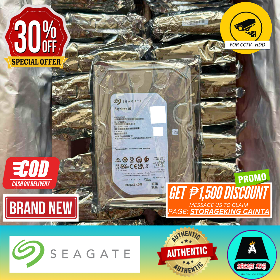 Seagate Skyhawk 10TB/ WD PURPLE CCTV Surveillance Hard Disk Drive SATA 3.5 (for CCTV) (Copy) (Copy) (Copy)