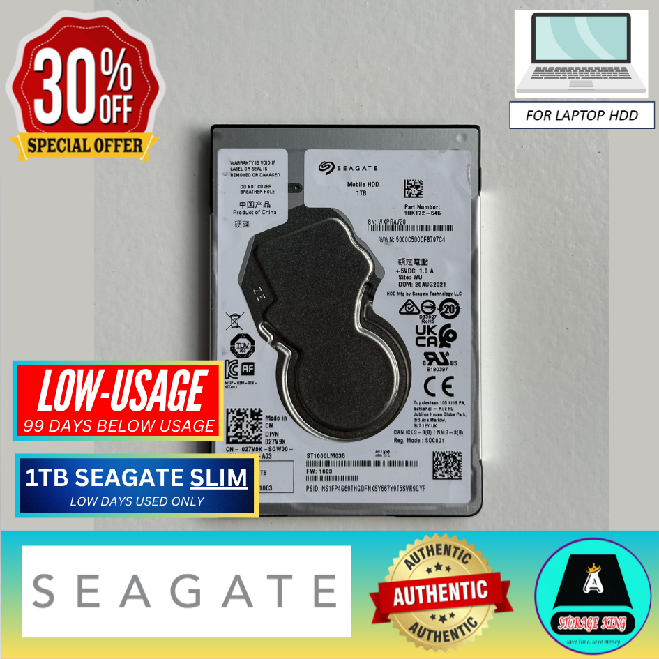 1TB SEAGATE BARRACUDA 7200RPM HARDRIVE 2.5 FOR LAPTOP