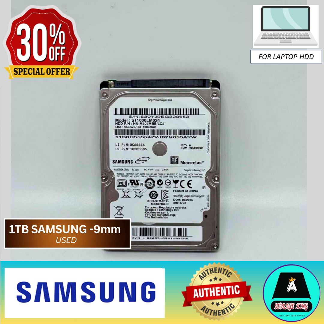 1TB SEAGATE BARRACUDA 7200RPM HARDRIVE 2.5 FOR LAPTOP