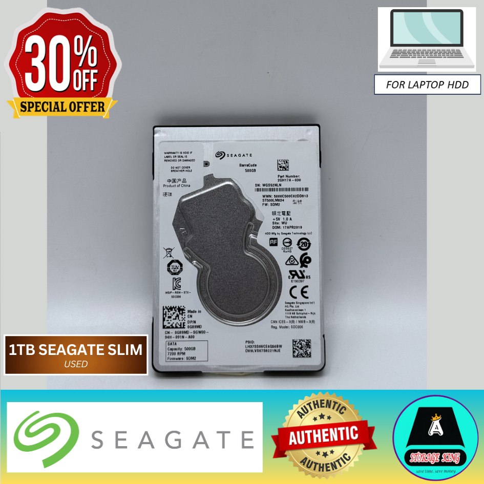 1TB SEAGATE BARRACUDA 7200RPM HARDRIVE 2.5 FOR LAPTOP