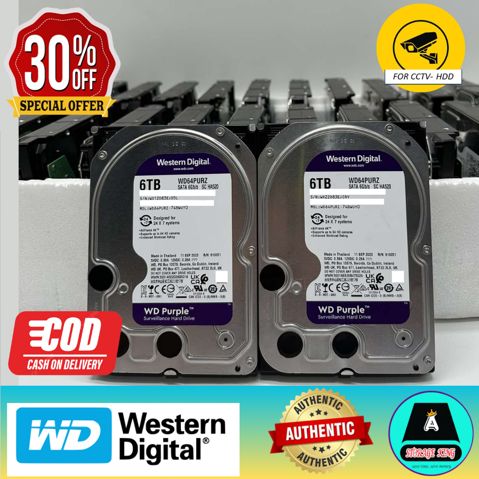 Seagate Skyhawk 6TB/ WD PURPLE CCTV Surveillance Hard Disk Drive SATA 3.5 (for CCTV)